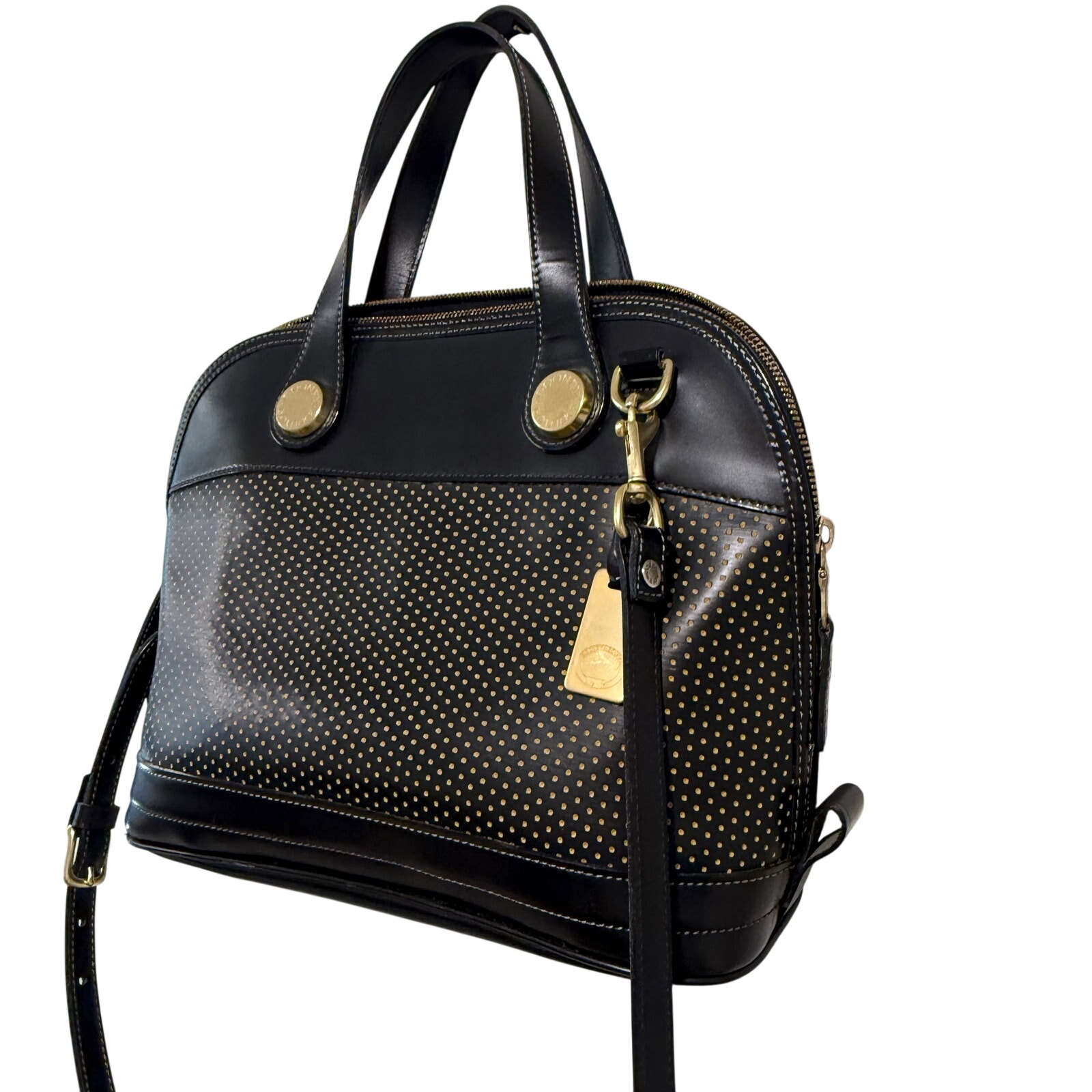 Vintage Dooney Bourke Usa Black Leather Dome Satchel Bag 90s Minimalist Heritage